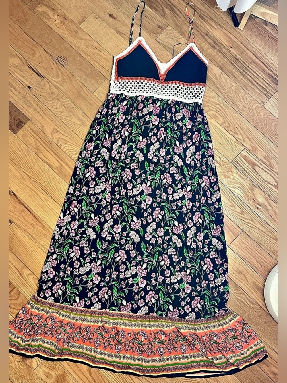 Floral Maxi Dress in Black & Pink Like New